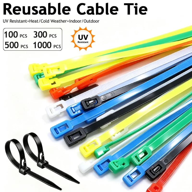 100/1000pcs UV Resistant Wire Ties, Reusable Zipties, High Tensile Strength Cable Ties, Nylon Straps for Fence and Plant Fixing