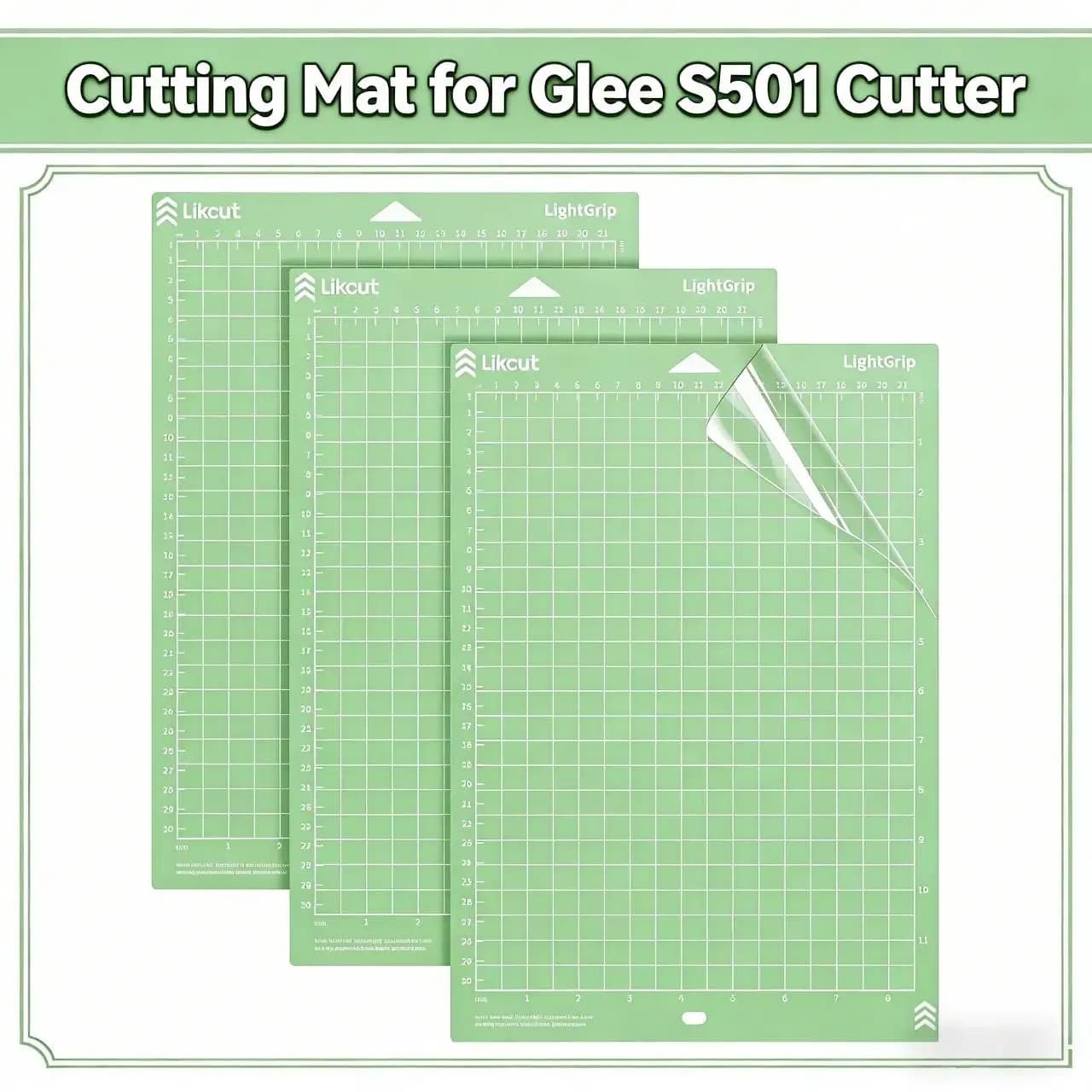 Adhesive Cutting Mats 3-Pack 4.5"x6.5" Sticky Grip for Iron-On & Vinyl, Compatible with Likcut Glee S501 Cutter