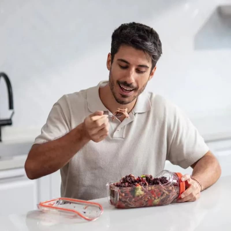 Ciotola per insalata portatile a tenuta stagna con baccello per insalata arancione Contenitore per alimenti in plastica senza BPA per la conservazione della cucina Preparazione dei pasti Mantenere la frutta e verdura fresca