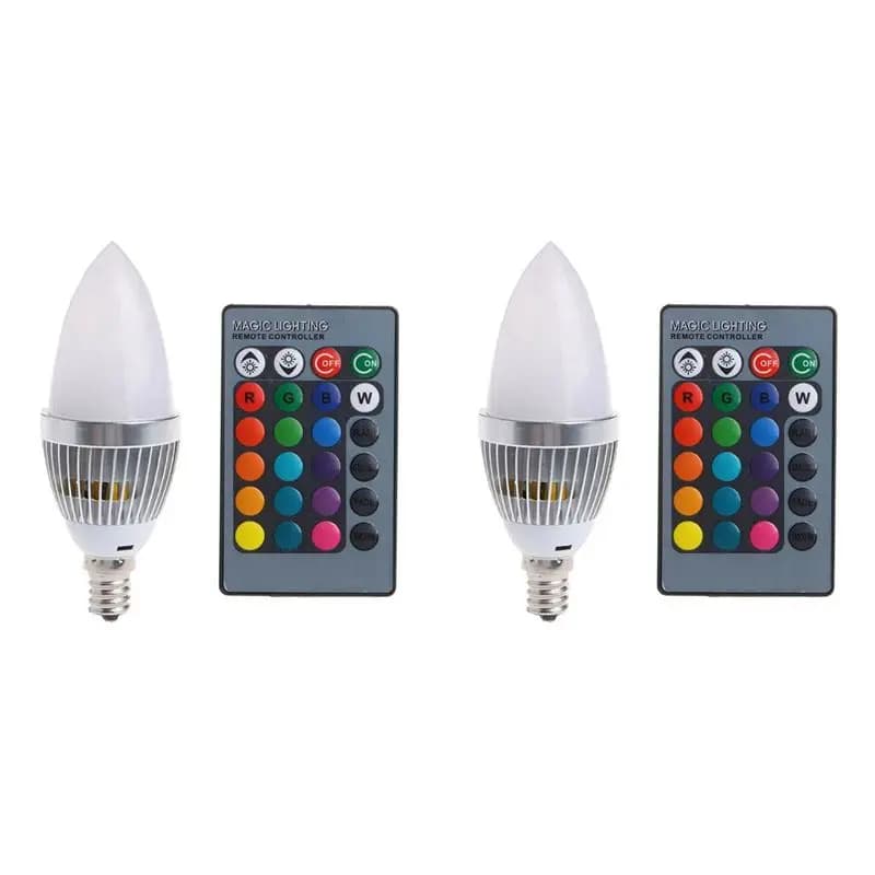 HLZS-2X Lampadina LED RGB Intelligente da 3W E14 con Cambio Colore e Telecomando a 24 Tasti, Paralume Lattiginoso