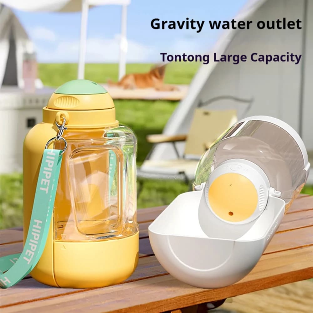 Portable Dog Cat Water Bottle & Food Bowl – Large Capacity 2-in-1 Travel Pet Feeding Water Cup