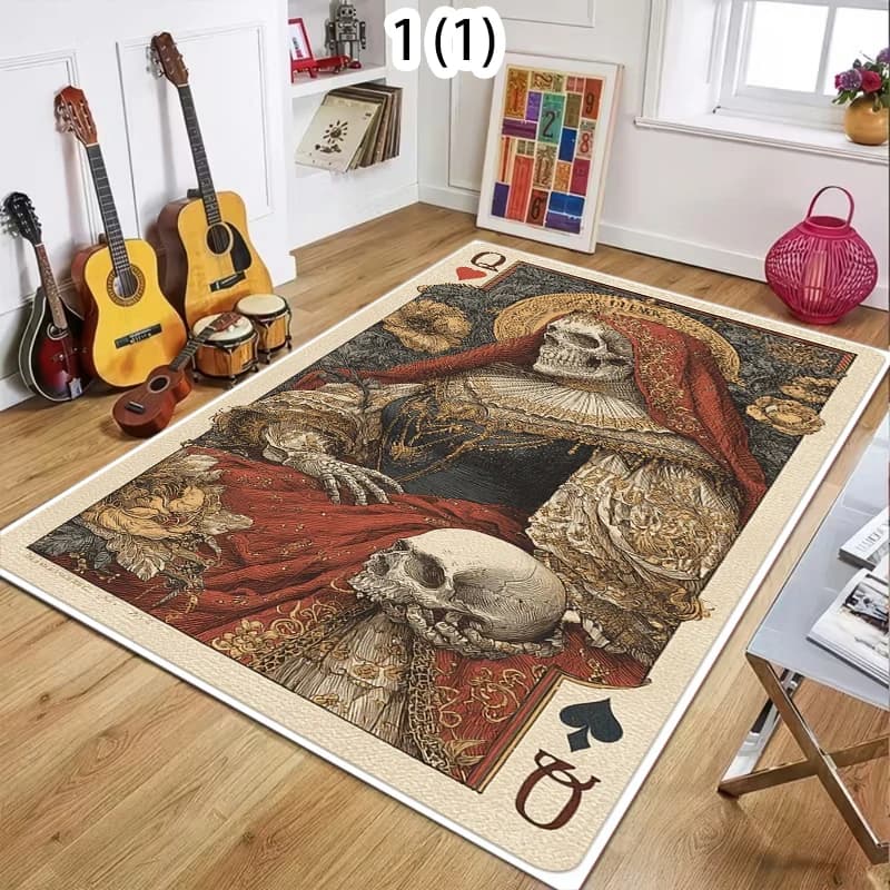 Tappeto con Teschio Gotico Singolo, Antiscivolo, Lavabile in Lavatrice, per Soggiorno, Camera da Letto, Ingresso, Sala Giochi