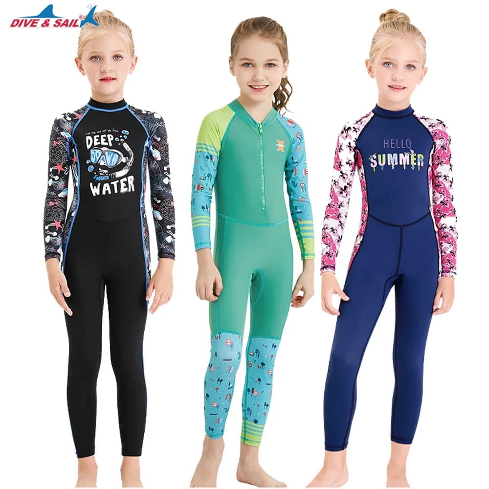 KID'S Swimwear girls one piece swimsuit long sleeve One-piece child girl Long Sleeve Quick-Dry UV protection