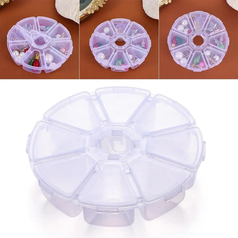 Organizzatore di perline rotonde 8 griglie contenitore di gioielli scatola di immagazzinaggio vuota custodia di strass per Nail Art