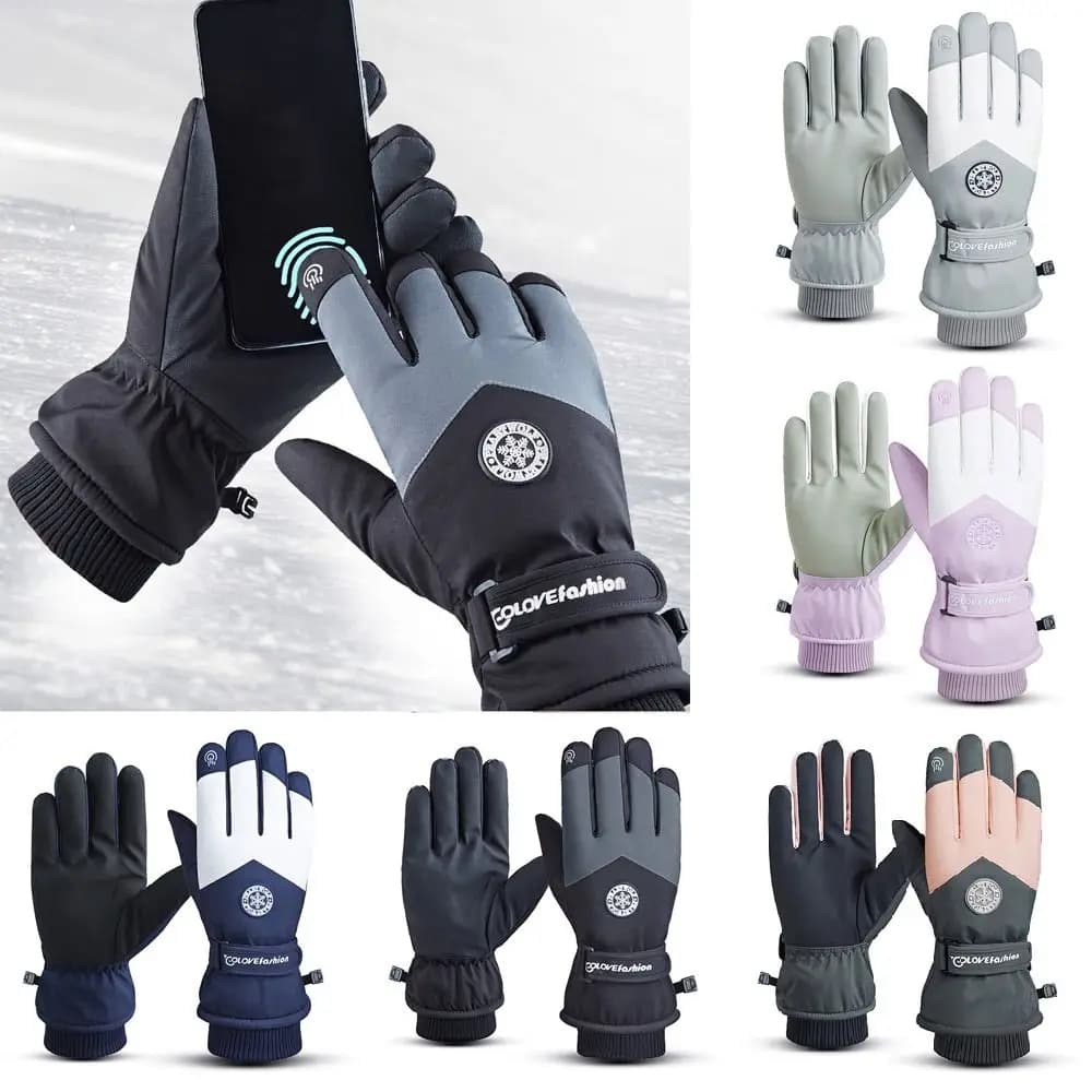 Winter Snowboard Ski Gloves Hot Horse Riding Gloves for Motorcycle Waterproof with PU Leather Antiskid Touch Screen