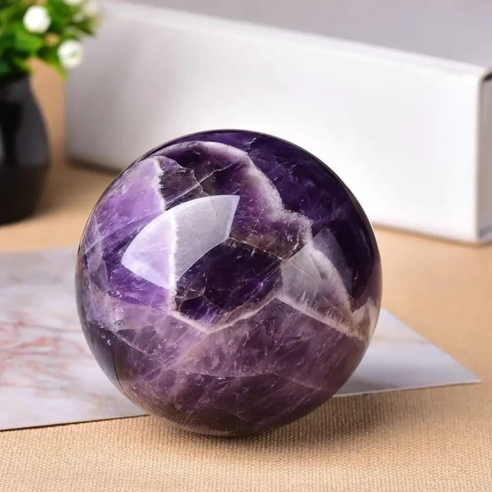 Sfera di Cristallo di Ametista Naturale Creativa, per Guarigione Energetica, Reiki, Collezione di Pietre Curative, Ornamenti Feng Shui, Souvenir