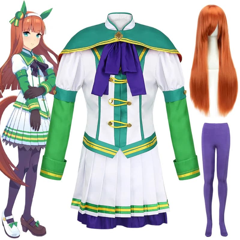 Game Silence Suzuka Cosplay Pretty Derby Costume Cosplay Silence Suzuka Uniform Wig Cover Halloween Costume for Women Comic