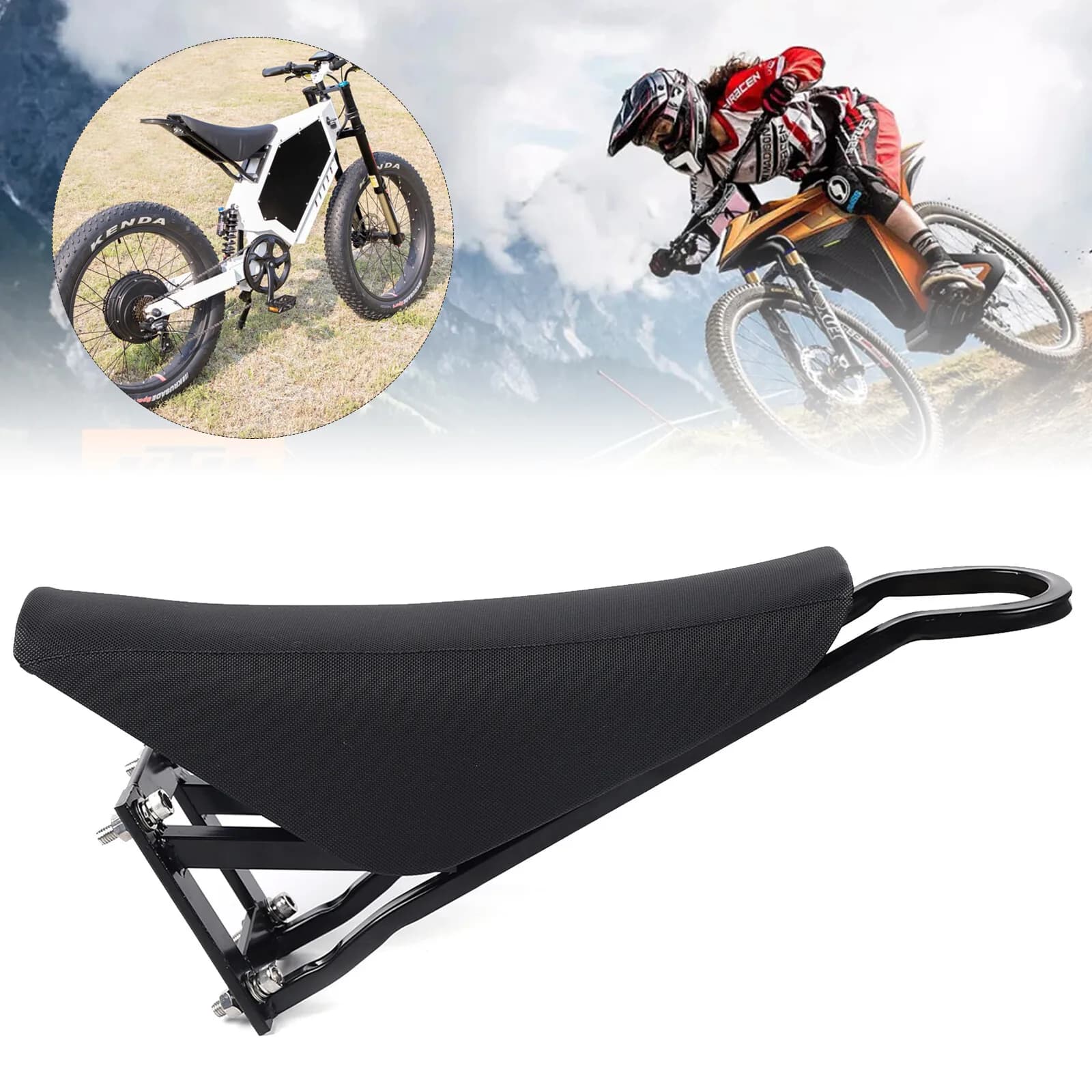 Sedile stile moto per mountain bike elettrica Beach Cruiser PU struttura triangolare peso leggero