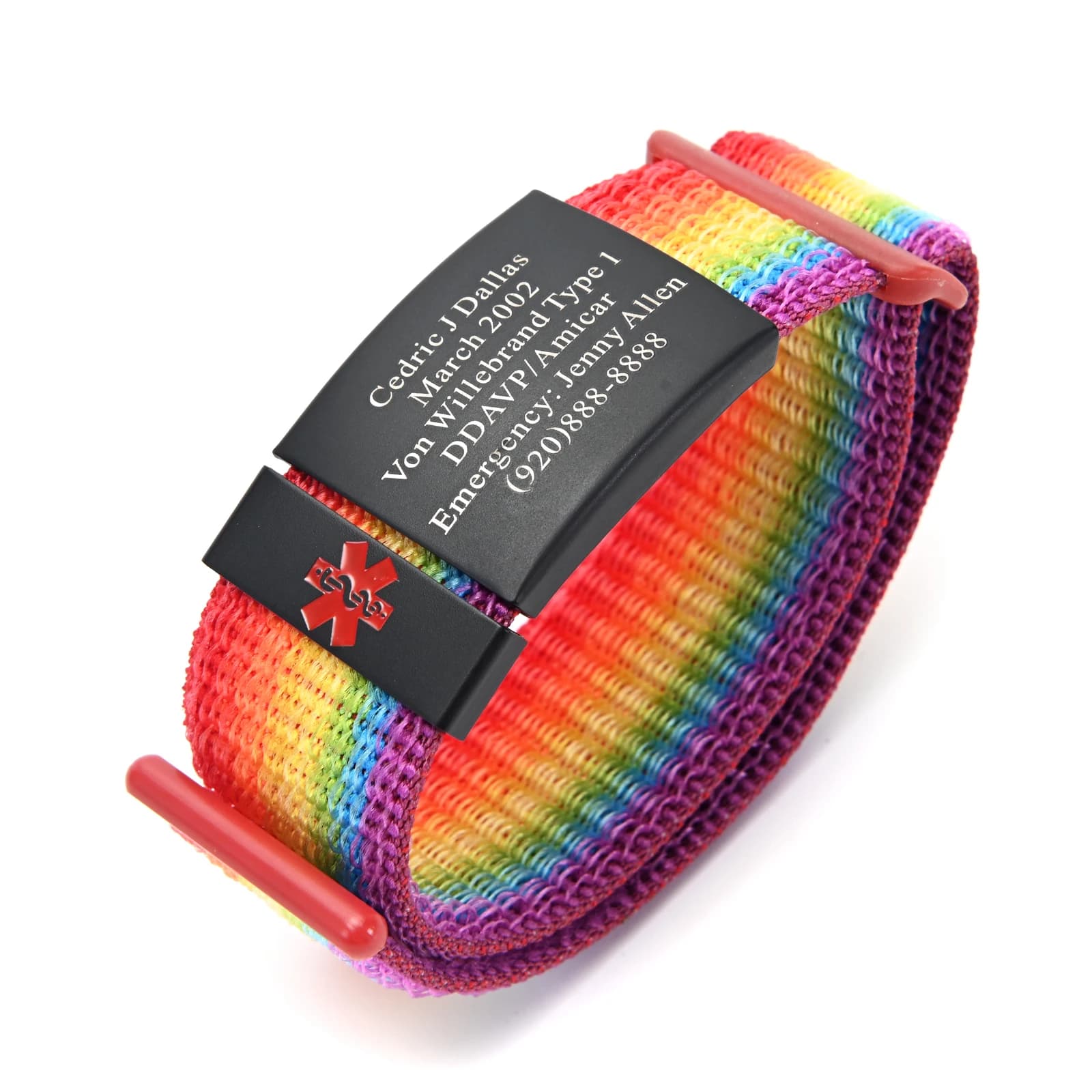 Braccialetti di Emergenza Personalizzati da 22mm per Uomo e Donna, Cinturino per Smartwatch, Accessorio Sportivo con Velcro, Braccialetto ID