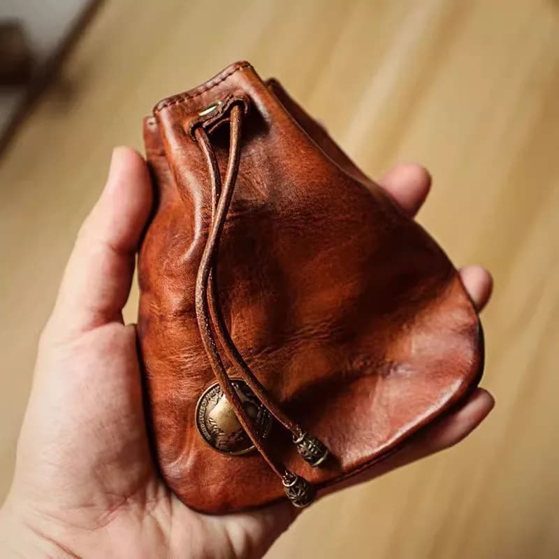 Japanese Style Genuine Soft Leather Wallet Mini Purse Key Coin Bag Multifunctional Waist Pack for Men Women Handmade