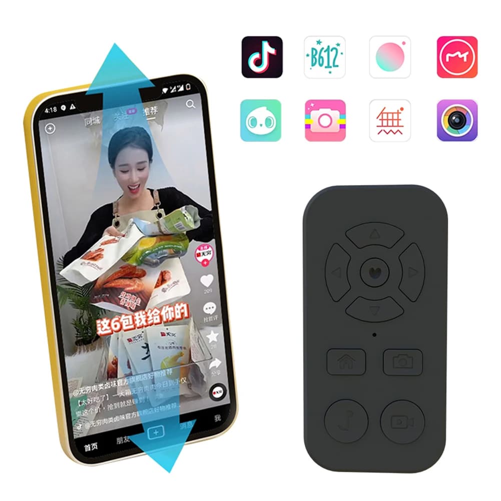 Telecomando Intelligente Bluetooth Compatibile, Controllo Wireless per Cambio Pagina e Selfie Stick, Compatibile con Xiaomi, iPhone, Samsung