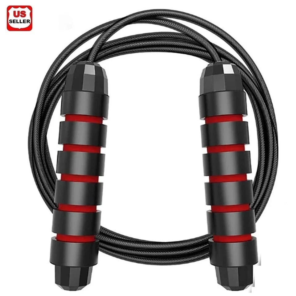 Red Jump Rope Gym Aerobic Exercise Boxing Skipping Bearing Speed Fitness US