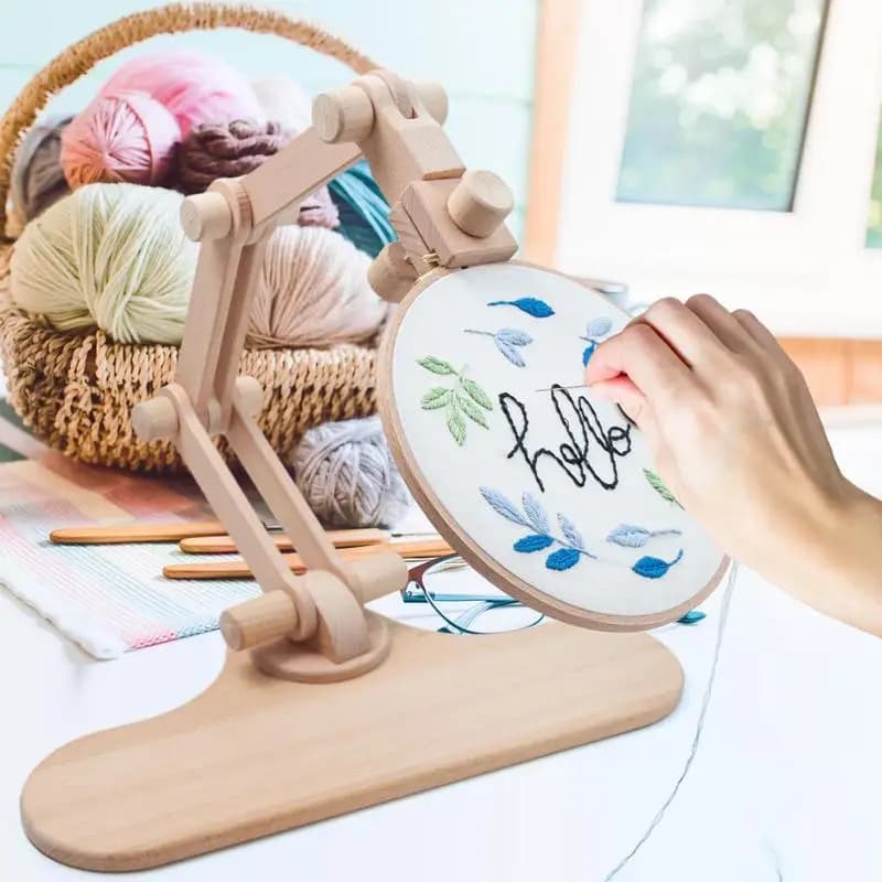Rotazione di 360 gradi cerchio da ricamo in legno regolabile supporto da tavolo punto croce cornici per Rack anelli adulti regali per la madre cucito