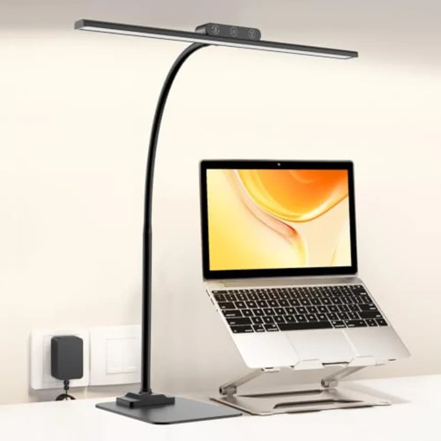 Lampada da Scrivania LED con Base: Luci da Tavolo Luminose per Casa e Ufficio - Lampade da Lettura per la Cura degli Occhi - Illuminazione da Scrivania Dimmerabile per Computer