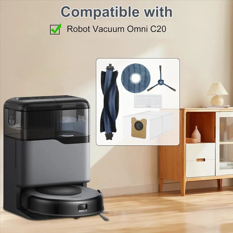 B98A-Accessorio per parti di ricambio per aspirapolvere robot Eufy Omni C20-Spazzola principale, spazzola laterale, filtro Hepa, panno per scopa, sacchetto per la polvere