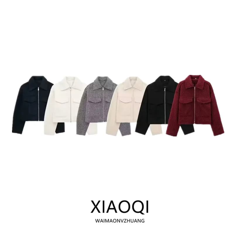2023 Autumn New Women's Design Short Jacket Coat Versatile Pearl Leather Outerwear Commute Style Loose Fit Long Sleeve Zipper