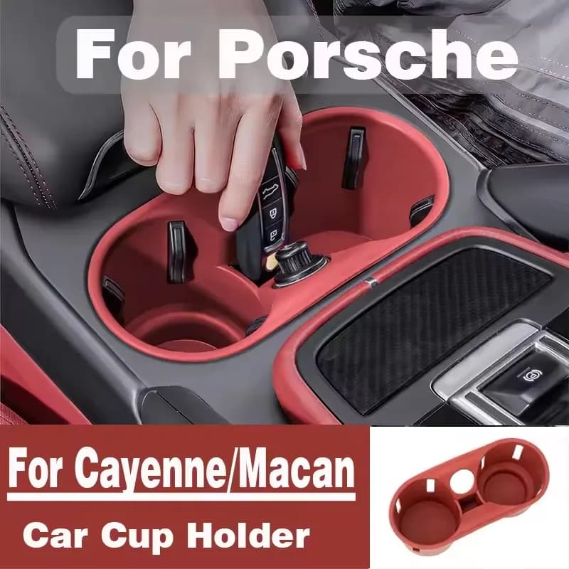 Portabottiglie per Console Centrale Porsche Cayenne Macan, Inserto Antiscivolo, Organizzatore per Bevande, Accessori Auto, Portabicchieri in Silicone