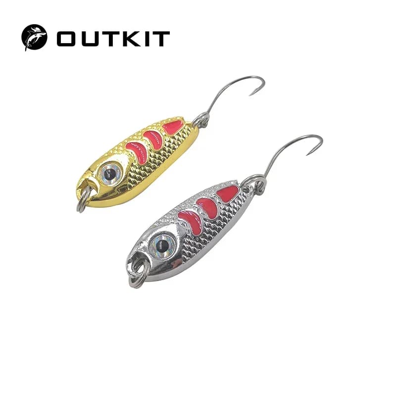 OUTKIT 1pcs Fishing Lures Wobbler Spinner Baits Mini Spoons Artificial Bass Hard Sequin Paillette Metal Steel Hook Tackle Lures