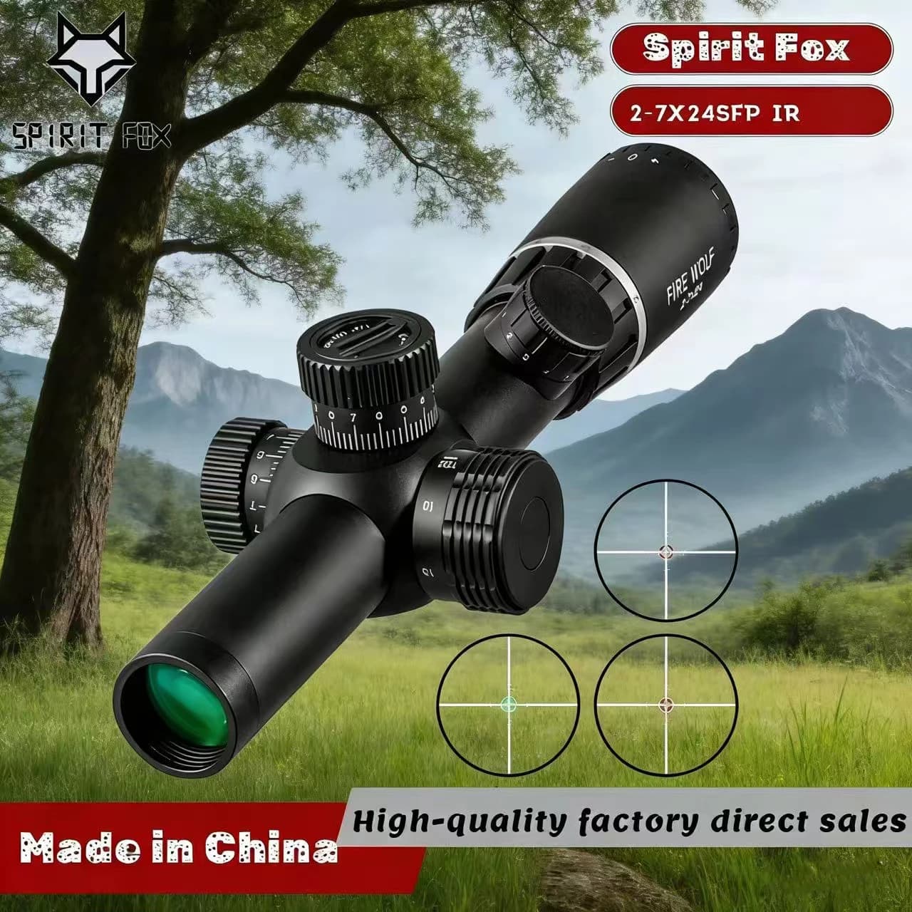 Cannocchiale Telescopico FireWolf 2.5-8X28 Grandangolare con Reticolo Sottile ad Alta Definizione, Resistente per Esterni, Differenziazione Frontale