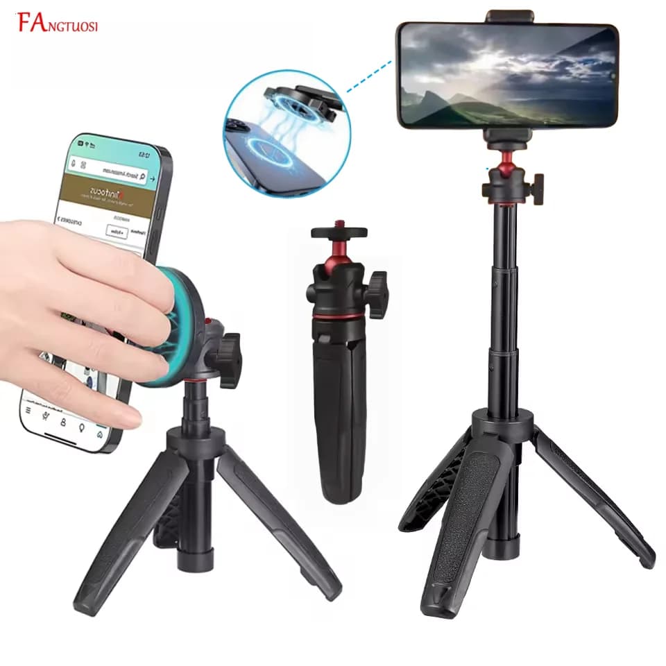 FANGTUOSI Mini treppiede per selfie stick da tavolo con vite da 1/4 Fotocamera portatile Live Vlog Phone Supporto retrattile portatile