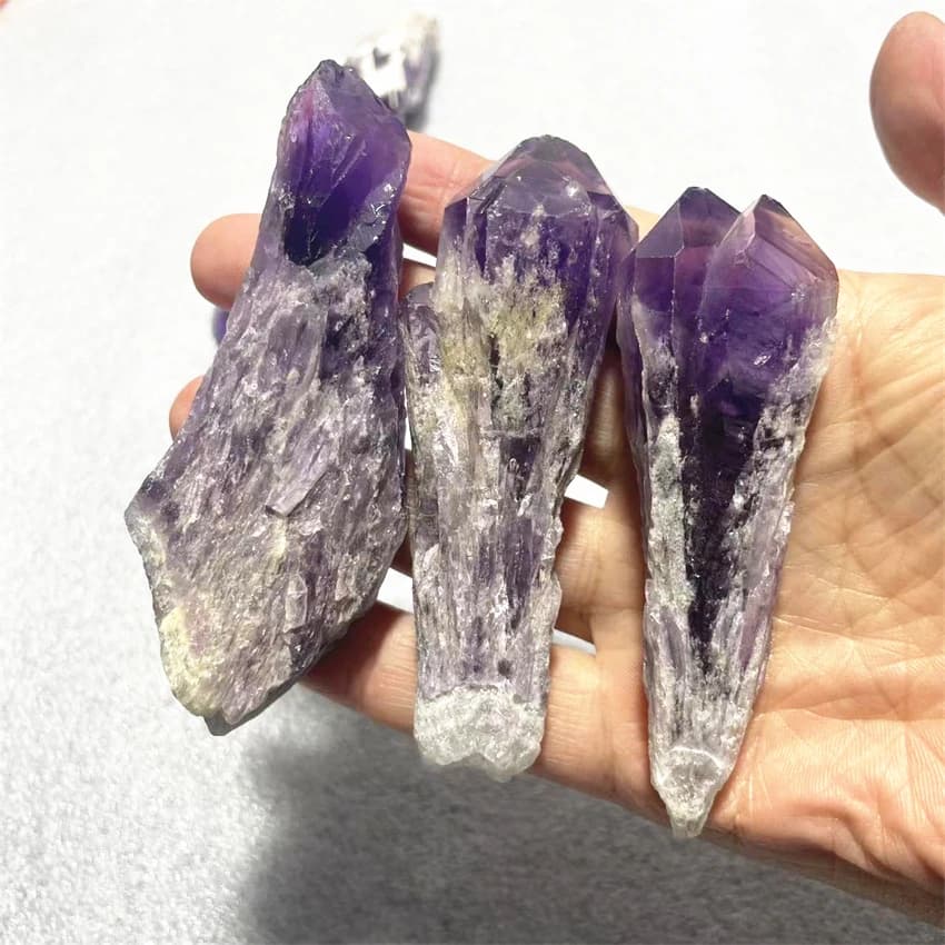 Natural Purple Quartz Amethysts Scepter Crystal Stone Point Reiki Healing Pendulum Jewelry Gift