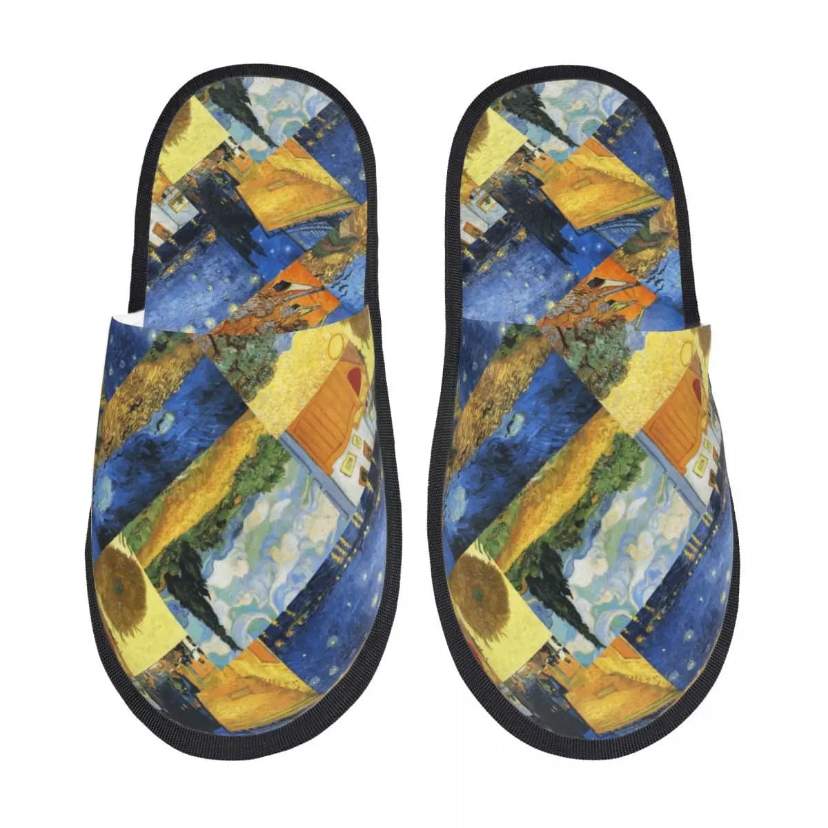 Pantofole Personalizzate con Dipinti di Vincent Van Gogh, Collage Artistico, Comode Ciabatte con Memory Foam per Donne, Scarpe da Casa e Hotel