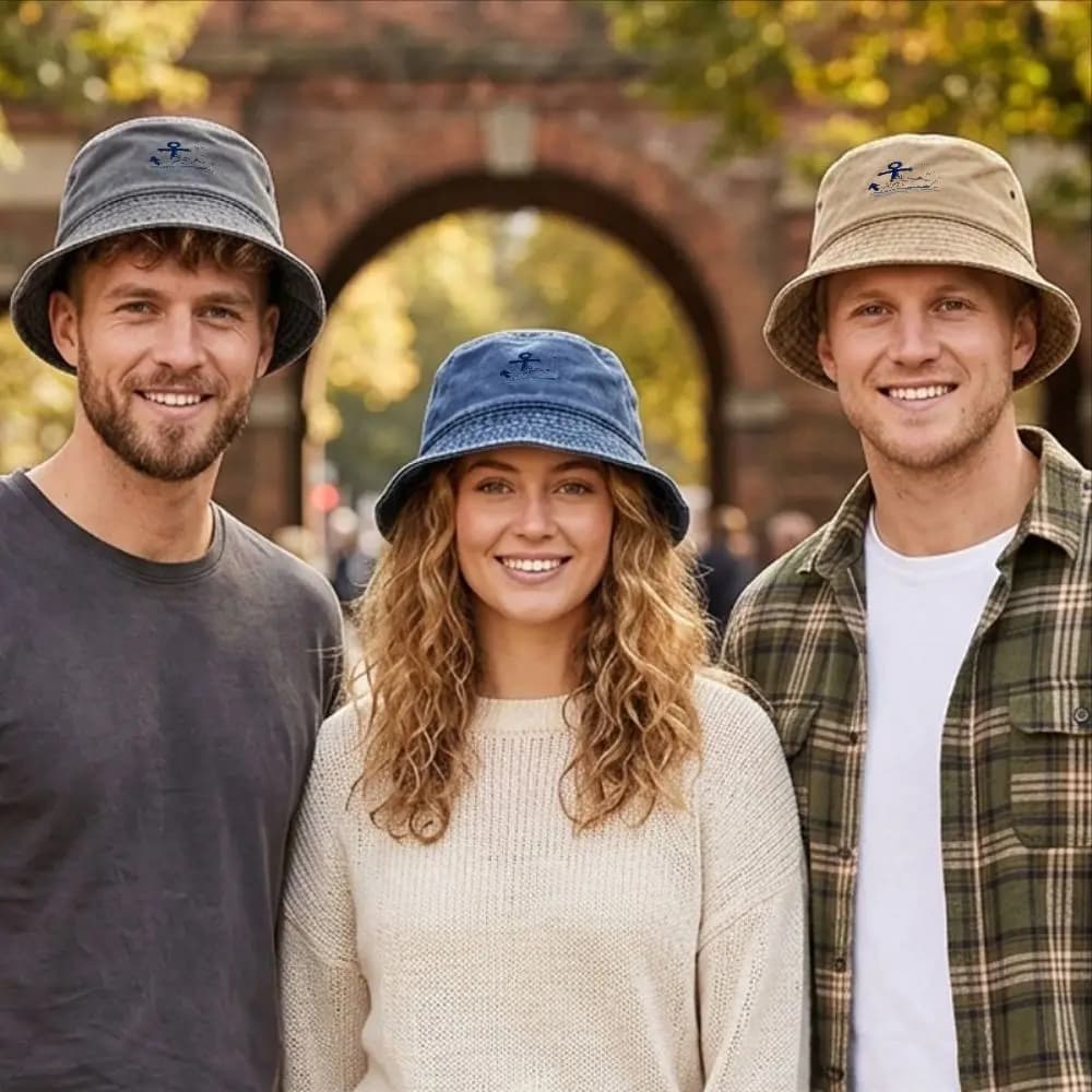 1pc Vintage Washed Bucket Hat with Nautical Anchor & Boat Print Unisex Outdoor Adventure Style Travel Beach Summer Hat
