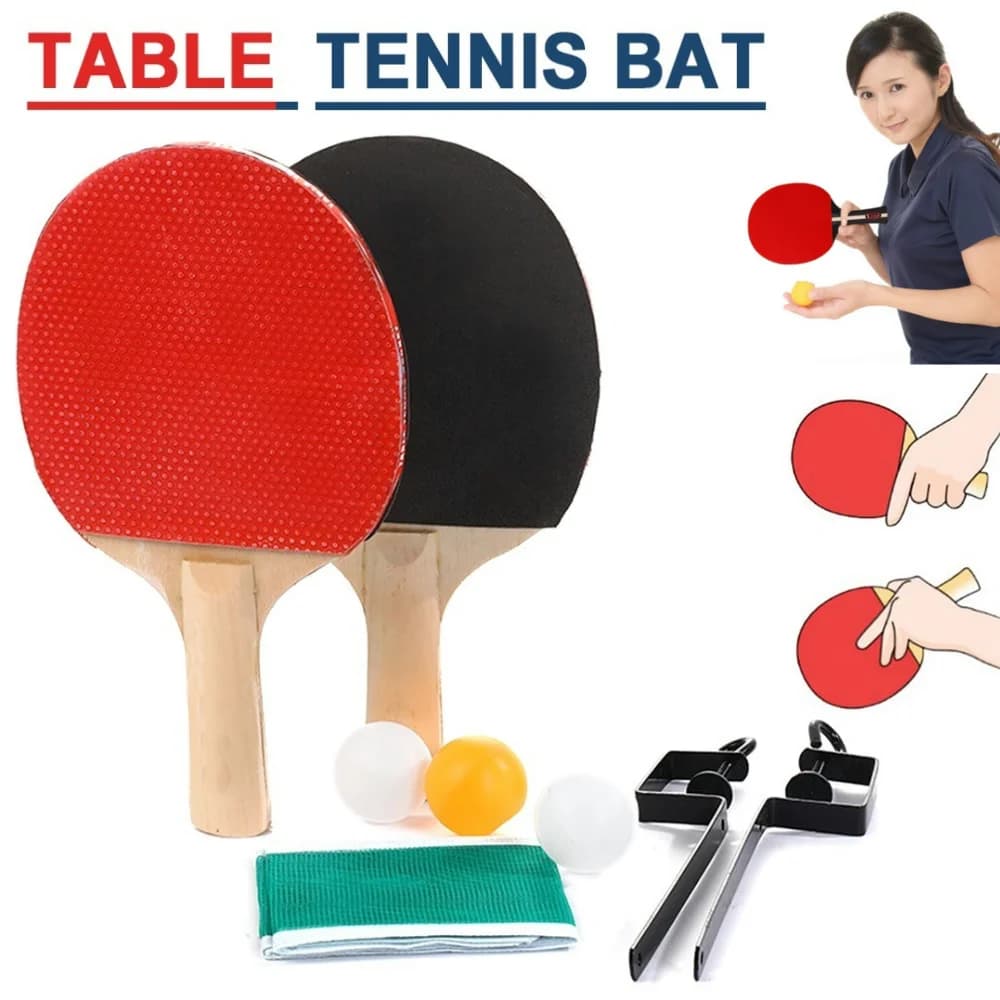 Set di Racchette da Ping Pong con Rete e Supporti per Tennis da Tavolo, Set di Racchette per Giochi al Coperto/All'Aperto