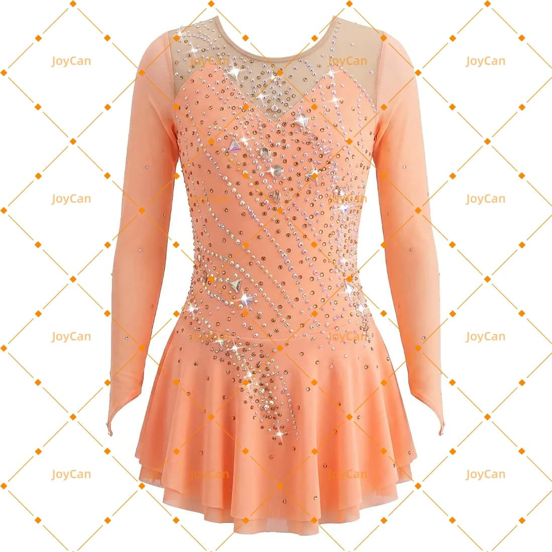 JoyCan Ice Figure Skating Dress Girls Optional colors Spandex Stretchy Mesh Competition Dance Wear Customized JC1016