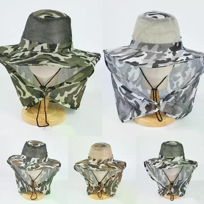 Cappello da Pesca Outdoor con Tesa Larga, Traspirante in Rete, Protezione Solare UV, Stile Mimetico