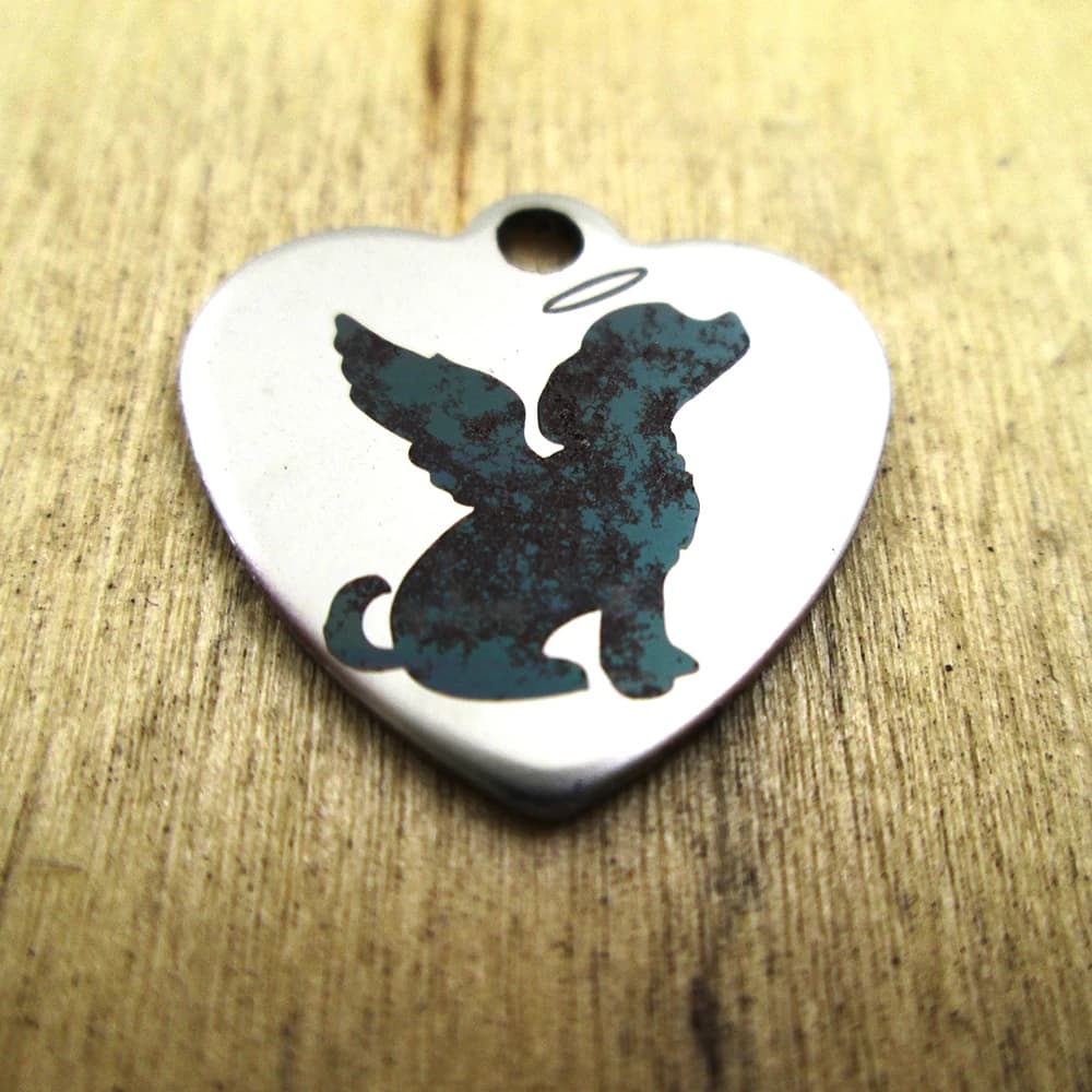 20 Angel Dog Pey Loss 2 Stainless Steel Pendants Laser Engraved - Customized - Pendants with DIY Pendants