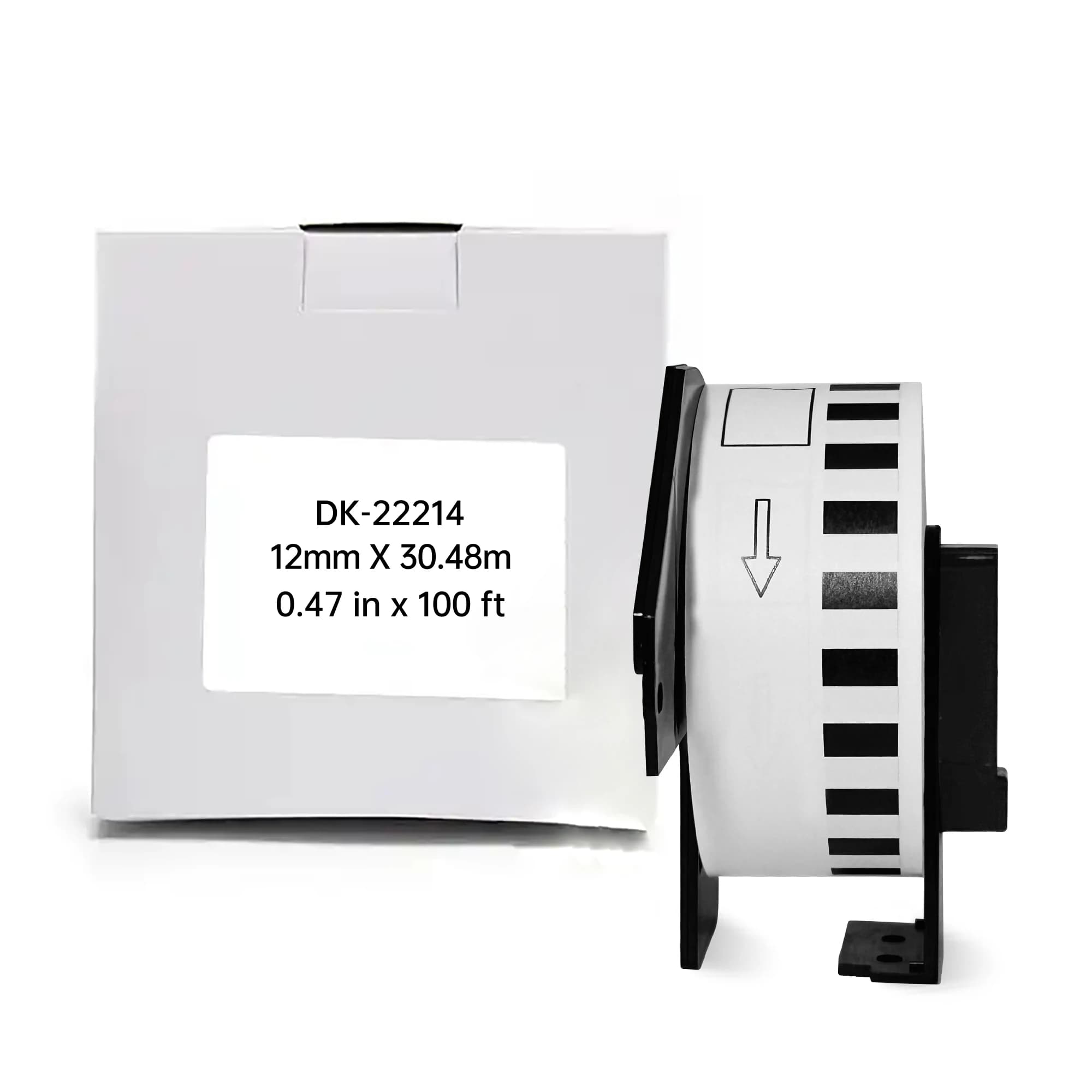 Nastro per etichette compatibile DK22214 DK-22214, larghezza 12+15 mm, lunghezza 100 piedi, nastro per etichette continuo con cartuccia porta-etichette