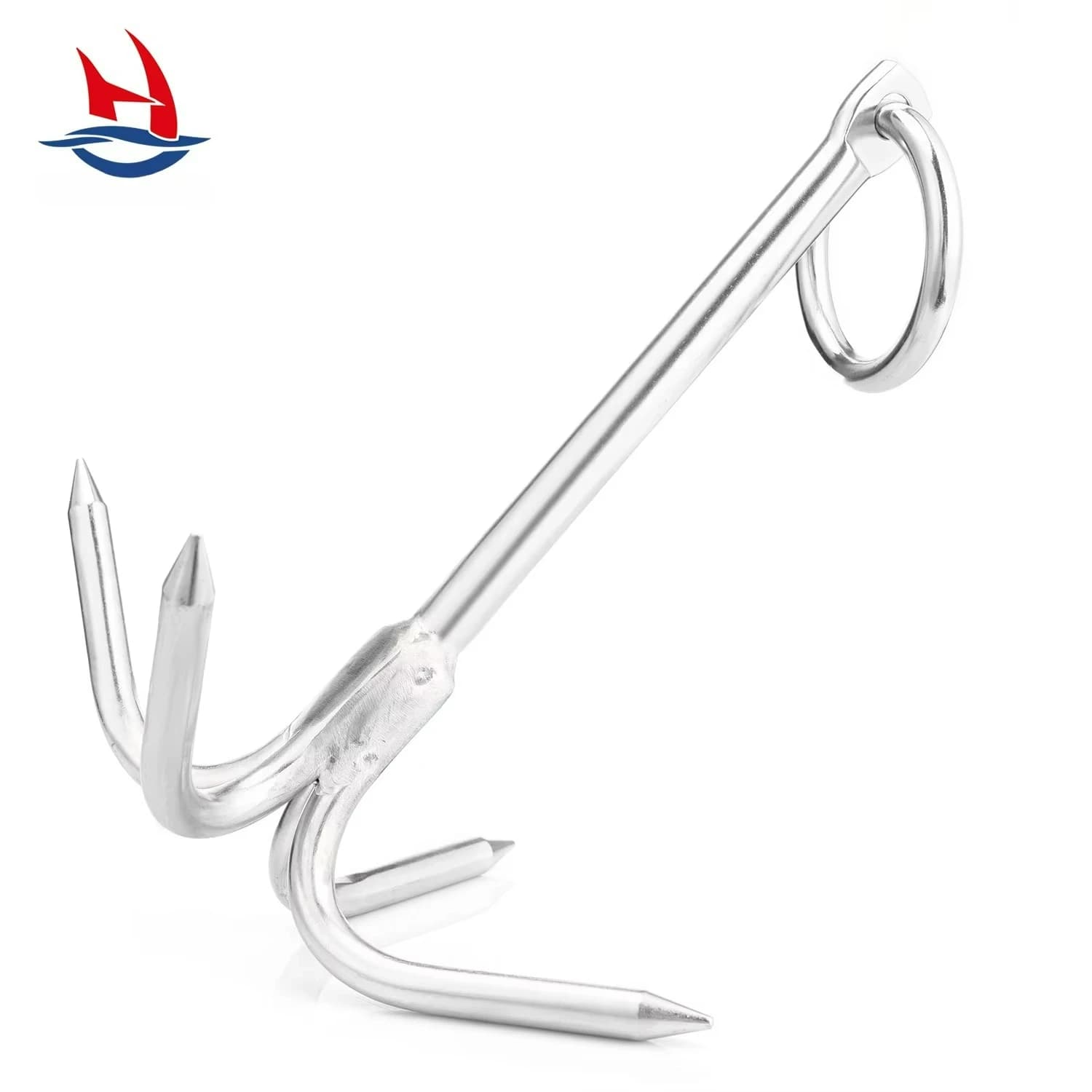#316 Stainless Steel 4 Fluke Anchor with Ring 0.4~1.85 KG for Boat Kayak Accessories