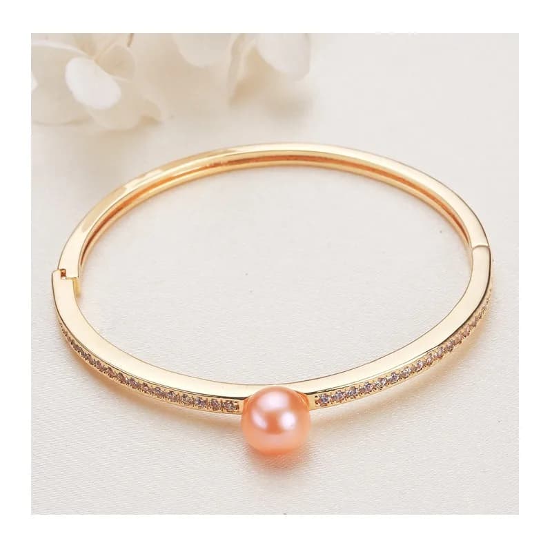 Pearl Jewelry Round Edison Copper Gold Plated Zircon Bracelet Bracelet Freshwater Pearl Bracelet Female