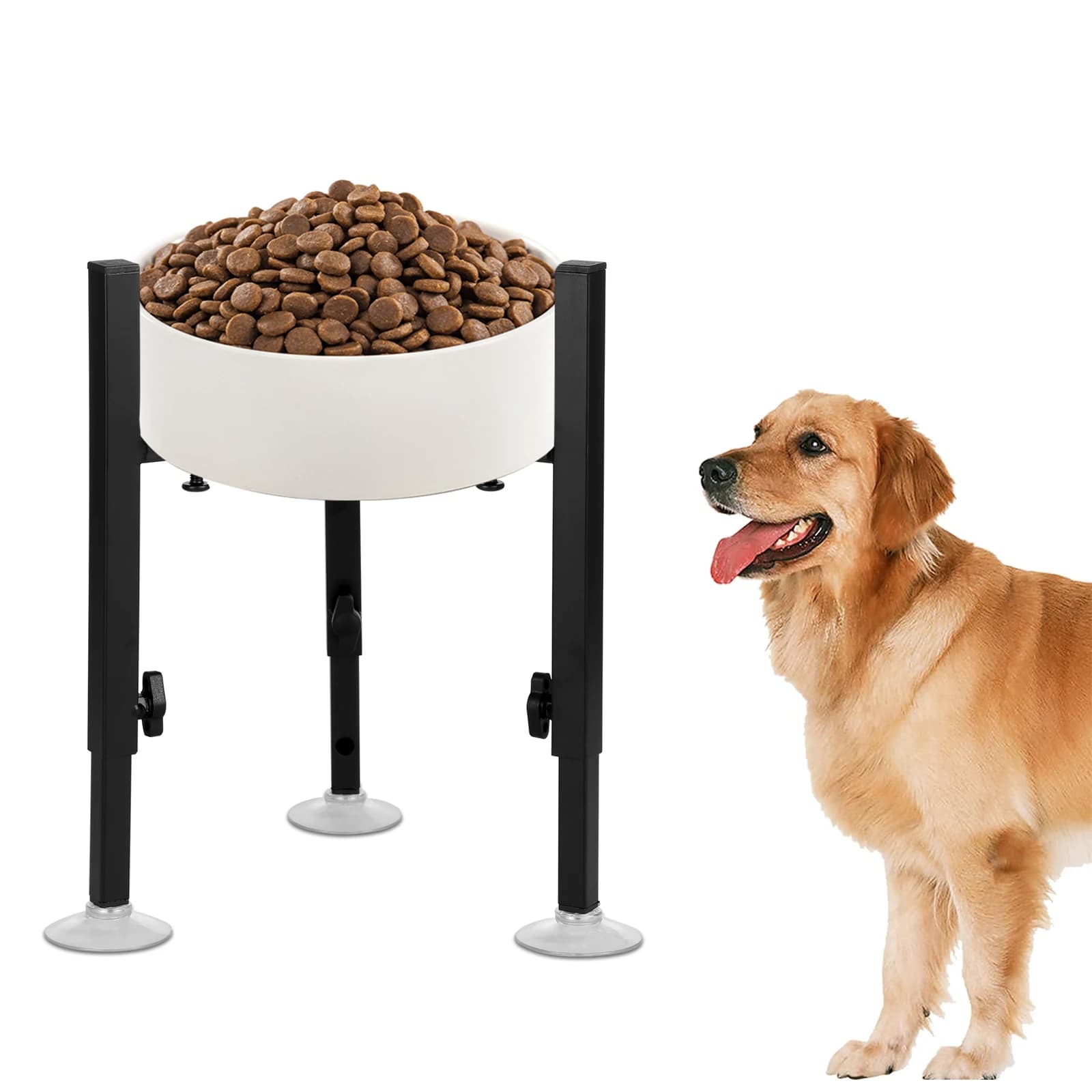 Ciotole per cibo per cani rialzate regolabili Supporto per ciotole per acqua per cibo per cani di grandi dimensioni e extra large in altezza rialzata in metallo