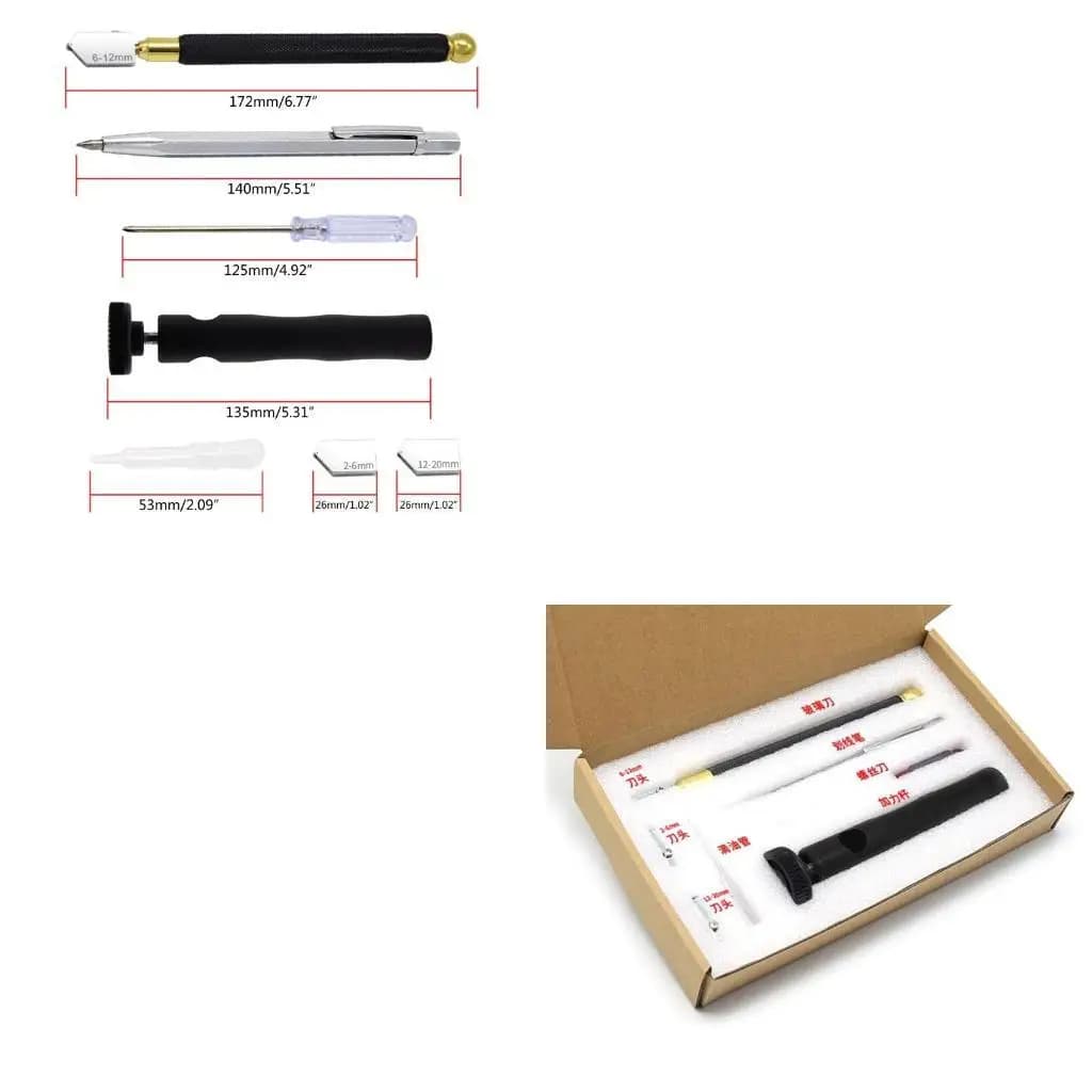652F Glass Cutter Tool Set 2mm-20mm Lightweight Pencil Oil Feed Tip for Tiles Mirror Stained Glass Cutting Hand Tools