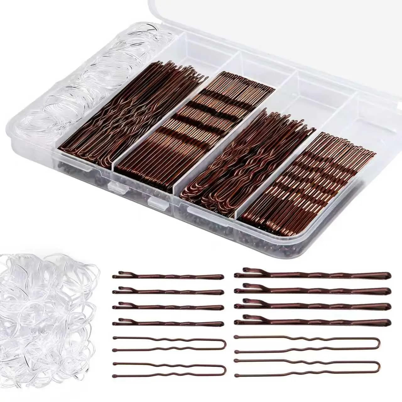 Kit di 300 forcine per capelli con scatola portaoggetti, forcine antiscivolo, elastici invisibili per tutti i tipi di capelli