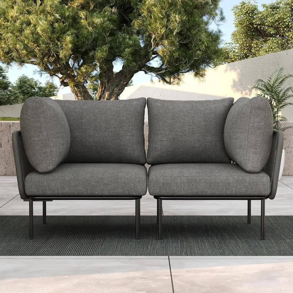 Set di mobili da giardino in 2 pezzi con sedute ergonomiche e cuscini morbidi