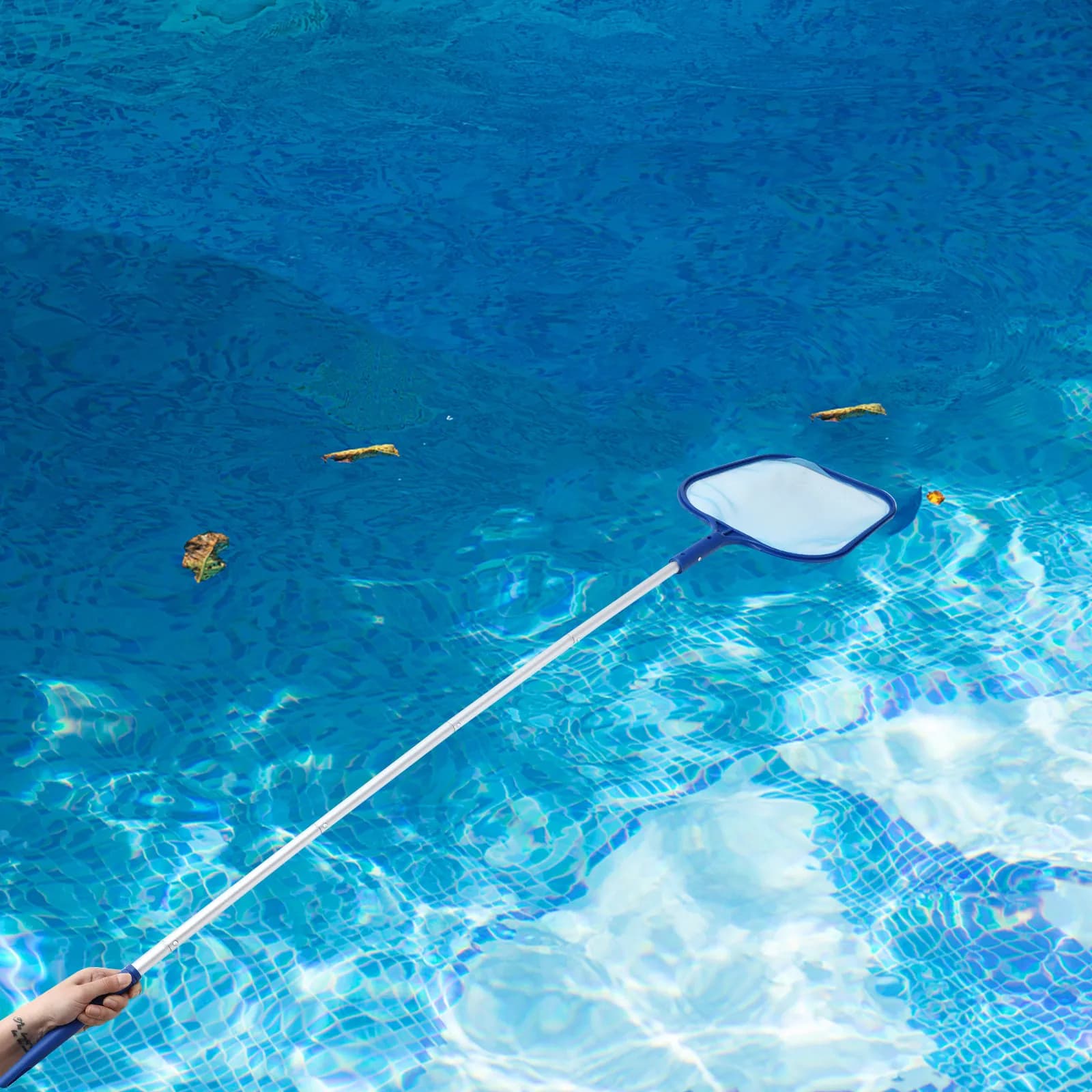 Set di Accessori per Pulizia Piscina con Asta Rimovibile a 5 Sezioni, Rete a Maglia Fine per Foglie, Kit Spazzola per Pulizia Profonda della Superficie