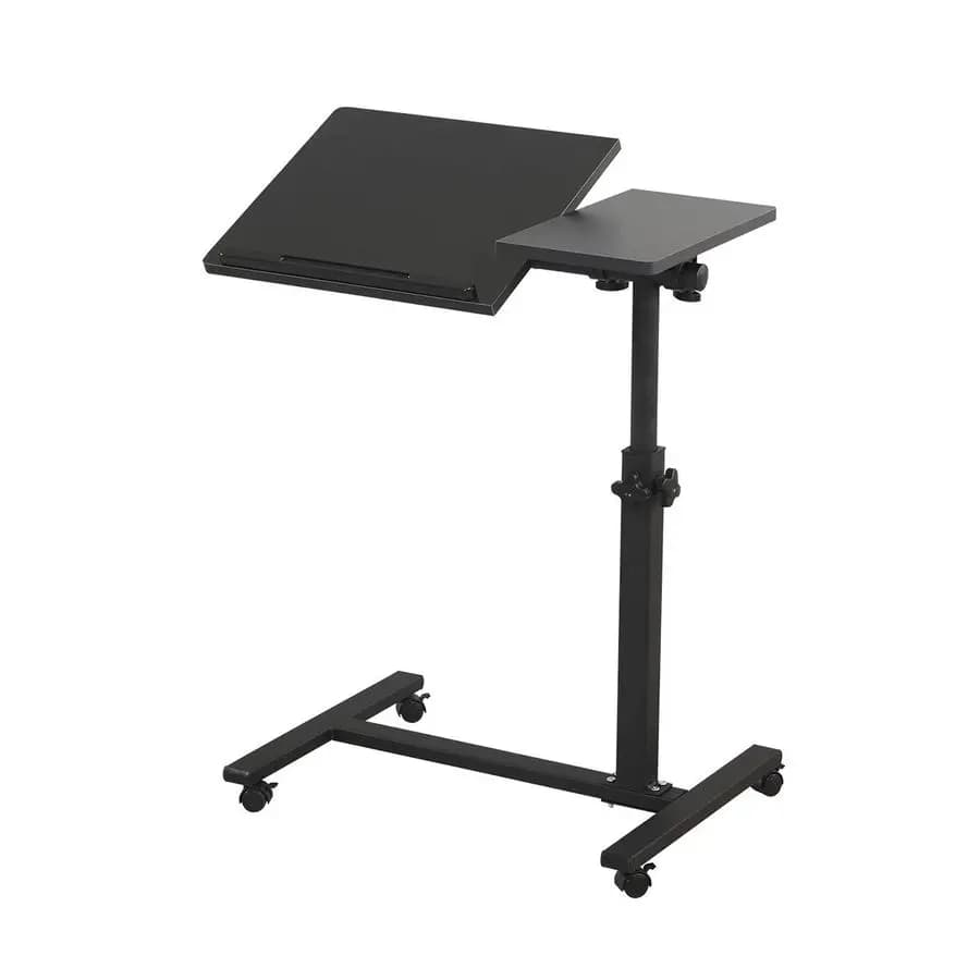 Tavolino da letto mobile con ruote, supporto per laptop inclinabile, tavolo regolabile in altezza per laptop da letto
