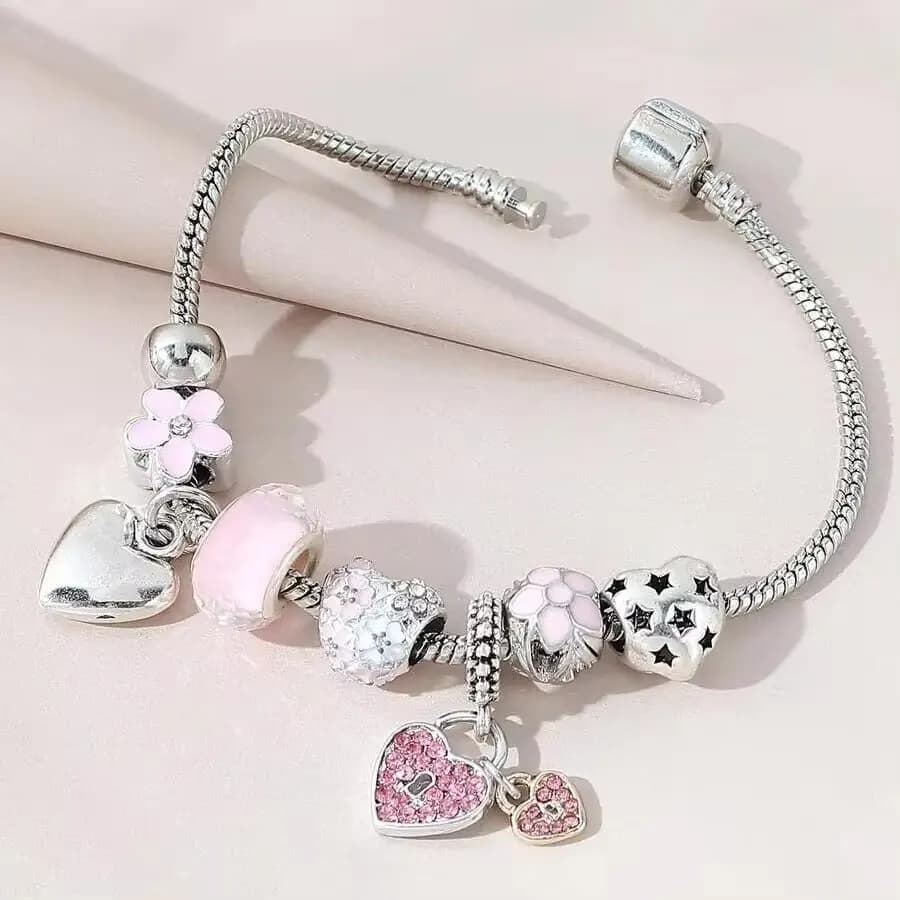 1PC Moda Donna Multi Elemento In Rilievo Love Pan Famiglia Bracciale Accessori di Gioielli Spogliatoio Quotidiano Festa Regalo di Festa -005