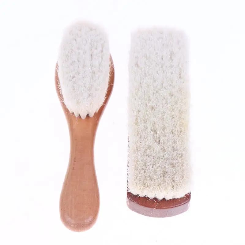 Spazzola per scarpe in morbida lana per uso domestico con manico in legno Spazzola per scarpe per pulire le scarpe per la cura della pelle dei capelli in lana