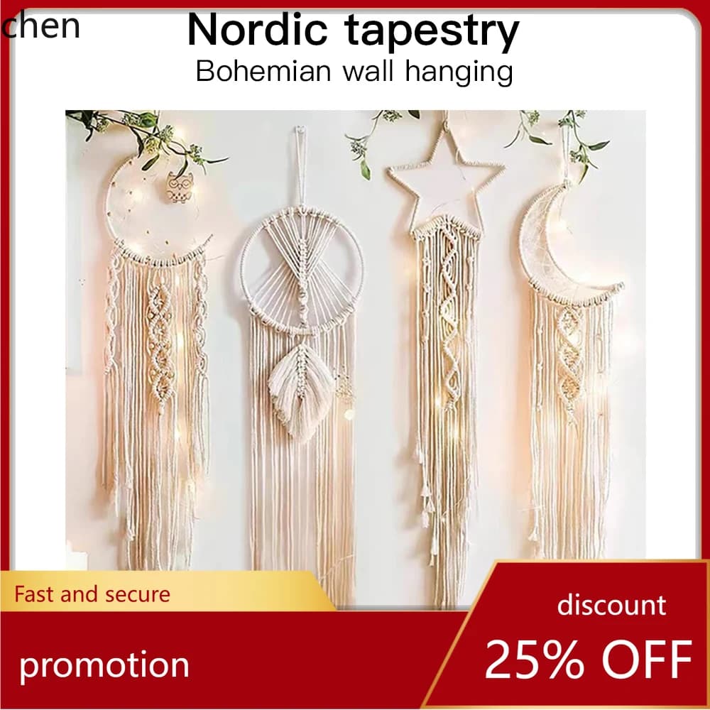 HT Popular Woven Tapestry Dream Catcher Pendant Home Decoration Star and Moon Hanging Cloth Wholesale