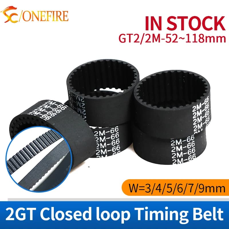 Cinghia dentata 2M 2GT Lp=52 56 66 102 104 106 108 112 114 116 Larghezza 3/4/5/6/7/9mm Cinghia sincrona in gomma per stampante 3D