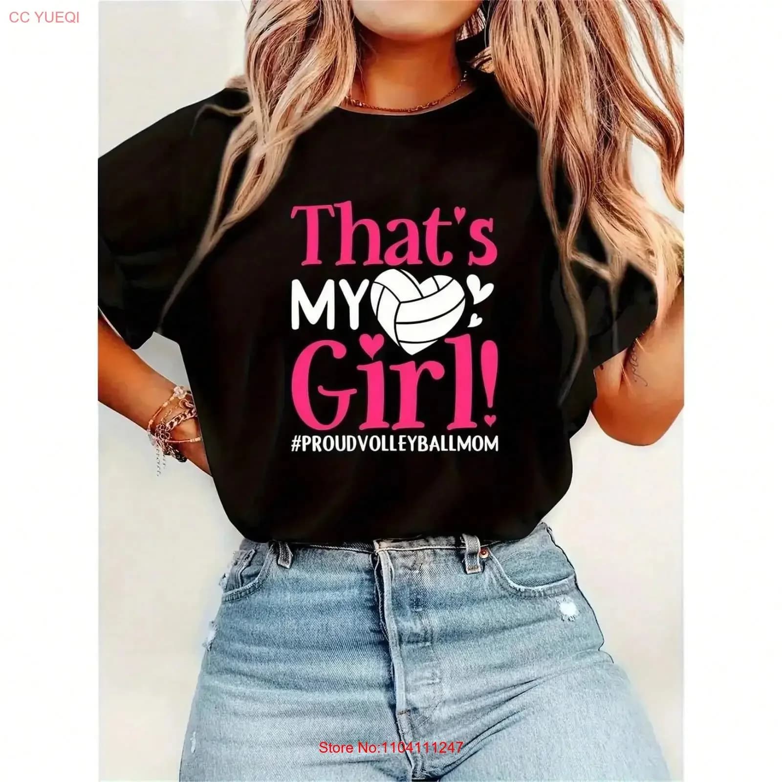 100 Cotton Pink letter and heart shaped volleyball printed T shirt vintage Washed Versatile Breathable Soft Casual Comfortable