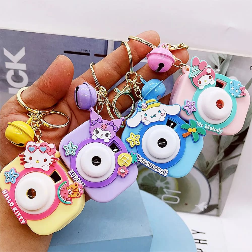 Hello Kitty 5Cm Keychain Photo Camera Projection Sanrio Figure Melody Cinnamoroll Kuromi Kawaii Decor Gifts for Chidlren Toy
