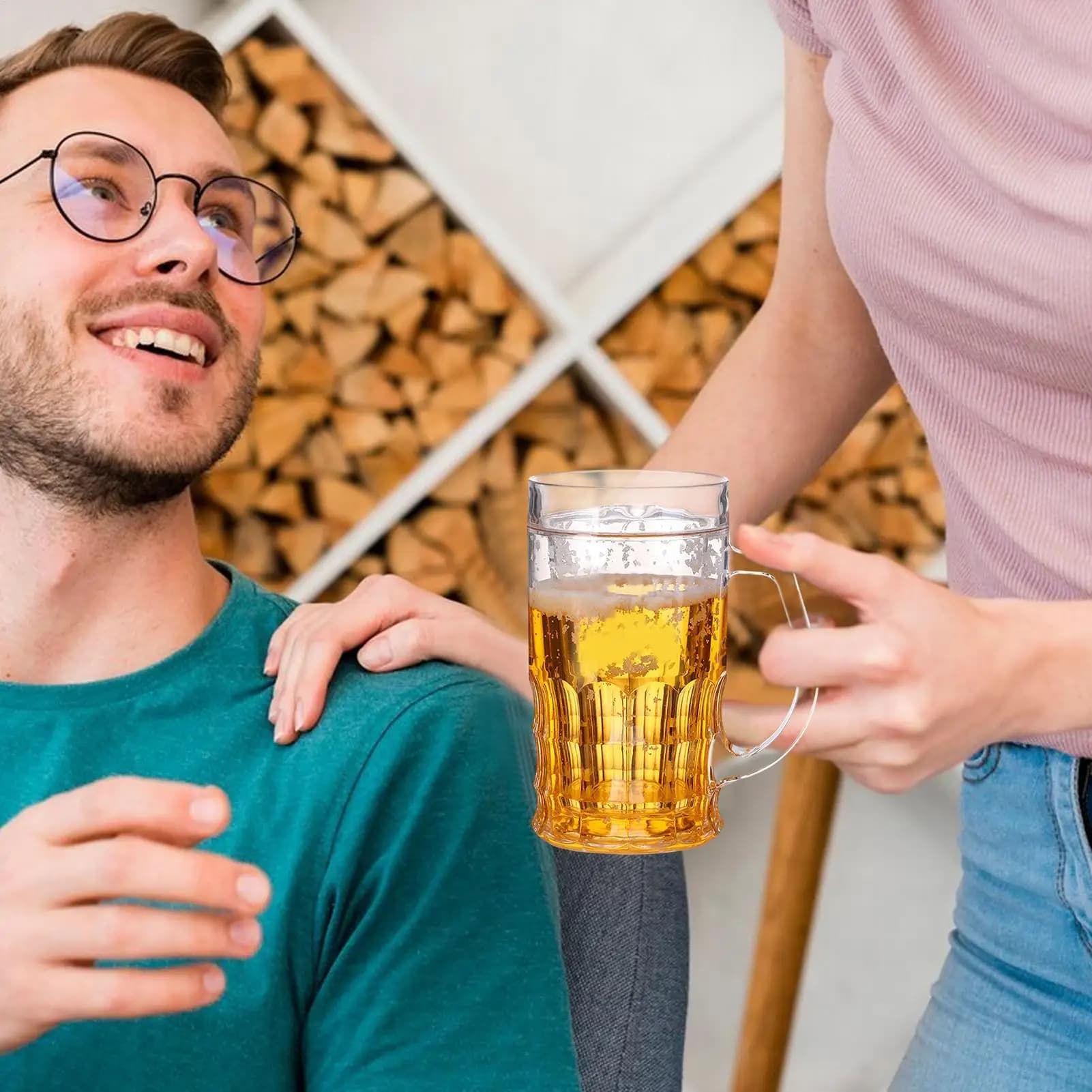 Boccale da Birra Finto Divertente da 450ml, Boccale Realistico con Manici, Giocattolo Scherzoso, Tazza Creativa per Birra, Divertimento Interattivo, Regalo Umoristico