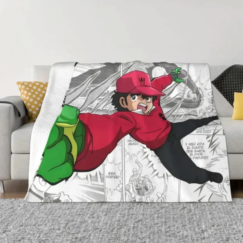 Captain Tsubasa Soccer Anime coperta flanella decorazione buon lavoro copriletto portatile per la casa