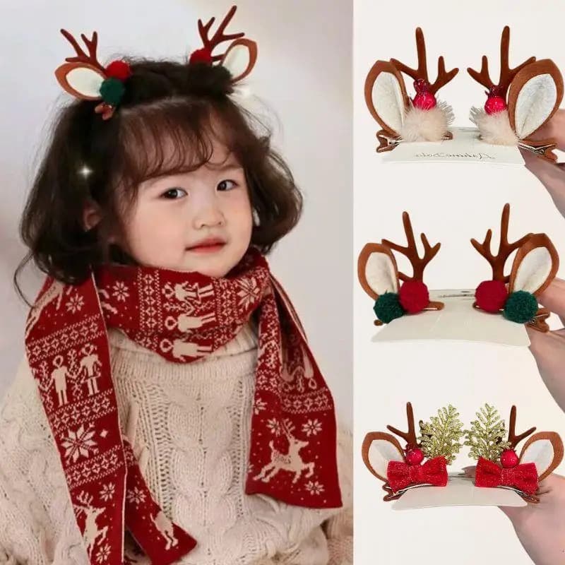 Hair clips with Christmas horns Pendants Christmas ornaments Merry Christmas Decorations Gift for Girl Accessories for Alce Hair Happy New Year