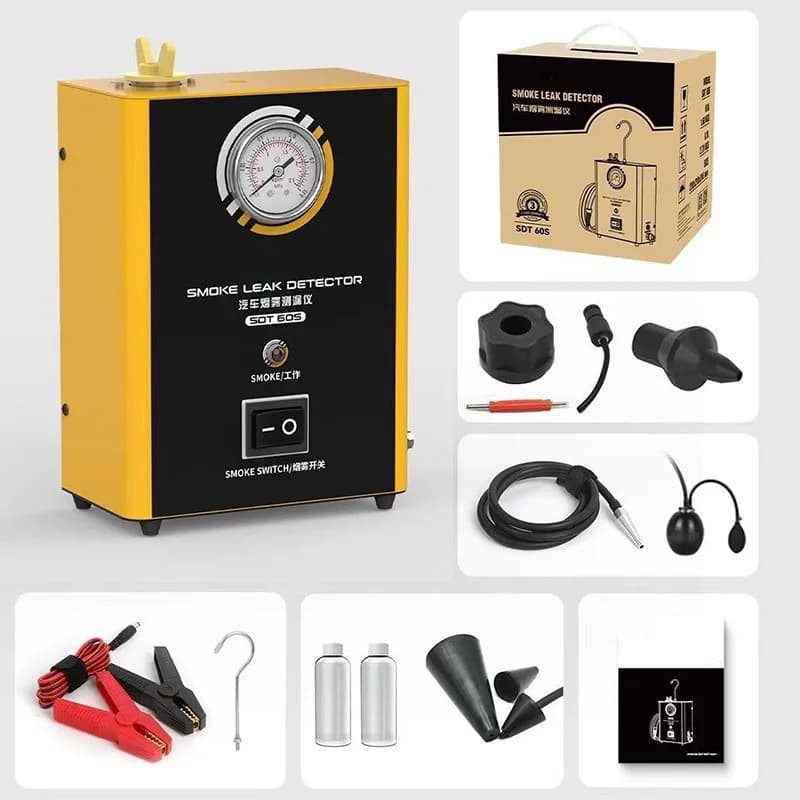 Rilevatore di perdite di fumo per auto Rilevatore di motori di aspirazione Tubo di scarico con manometro Rilevatore di perdite Riparazione automatica Rilevamento guasti